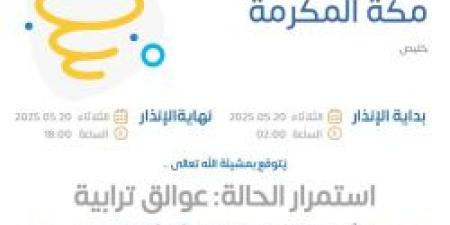 حالة الطقس اليوم في مكة المكرمة: الإنذار الأصفر في خليص