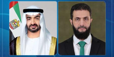 الرئيس الشرع يجري اتصالاً هاتفياً مع رئيس دولة الإمارات العربية المتحدة بمناسبة عيد الأضحى المبارك