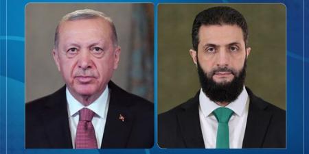 الرئيس الشرع يبحث خلال اتصال هاتفي مع الرئيس أردوغان المستجدات التي تشهدها المنطقة