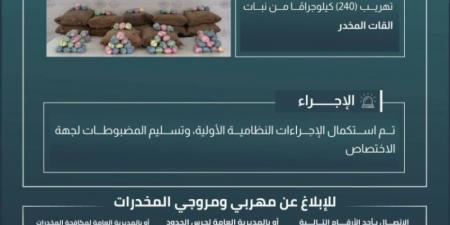 حرس الحدود بعسير يحبط تهريب 240 كيلوجرامًا من نبات القات المخدر
